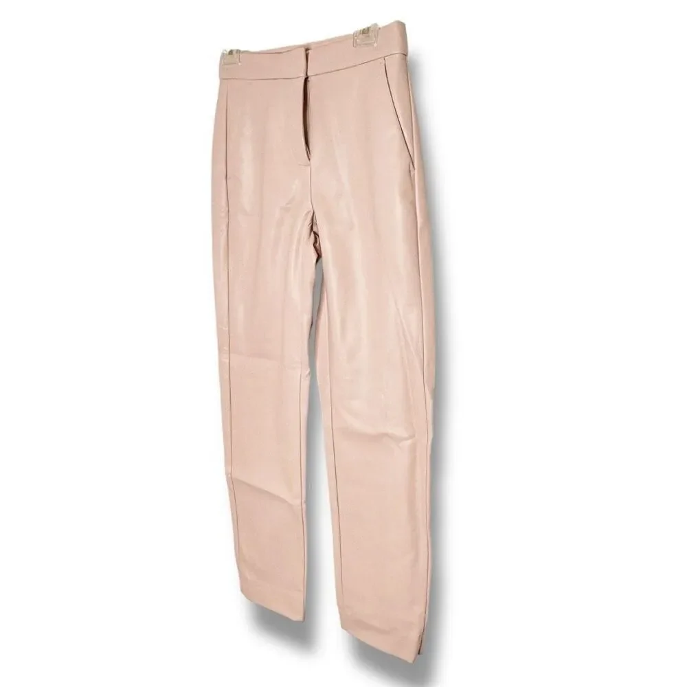 J.Crew Kate Straight-leg Pants in Luxury Camel Pink Faux Leather Women’s Size 00